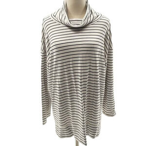 Liz Claiborne Weekend Black/White Striped Long Sleeve Turtle Neck Shirt- XL